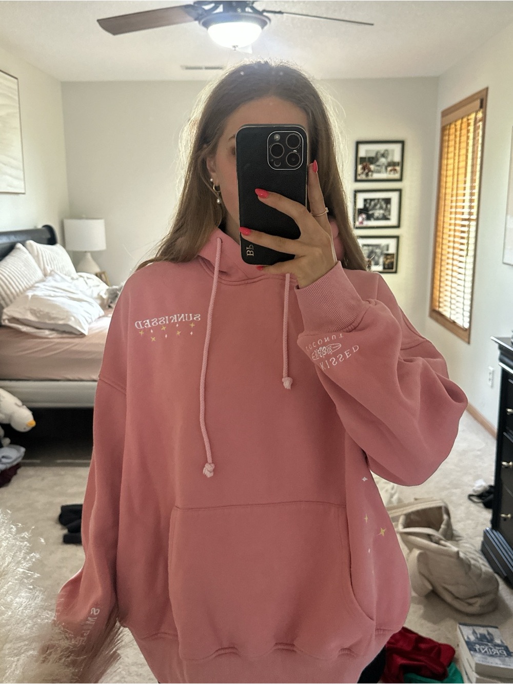 Sunkissed Pink Graphic Oversized Hoodie